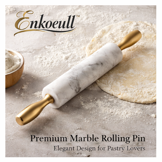 Enkoeull™ Premium Marble Rolling Pin – Elegant Design for Pastry Lovers