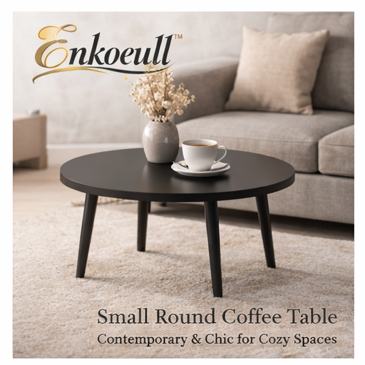 Enkoeull™ Small Round Coffee Table – Contemporary & Chic for Cozy Spaces